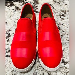 Office of Angela Scott women’s sneaker. Red canvas, new w/o box size 10, EU 40